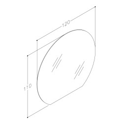 Spogulis ar LED apgaismojumu Kame SEMI ROUND 120x110cm