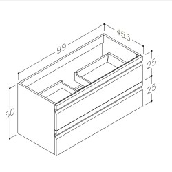 Vannas istabas skapītis izlietnei Kame Terra 100cm, matt black