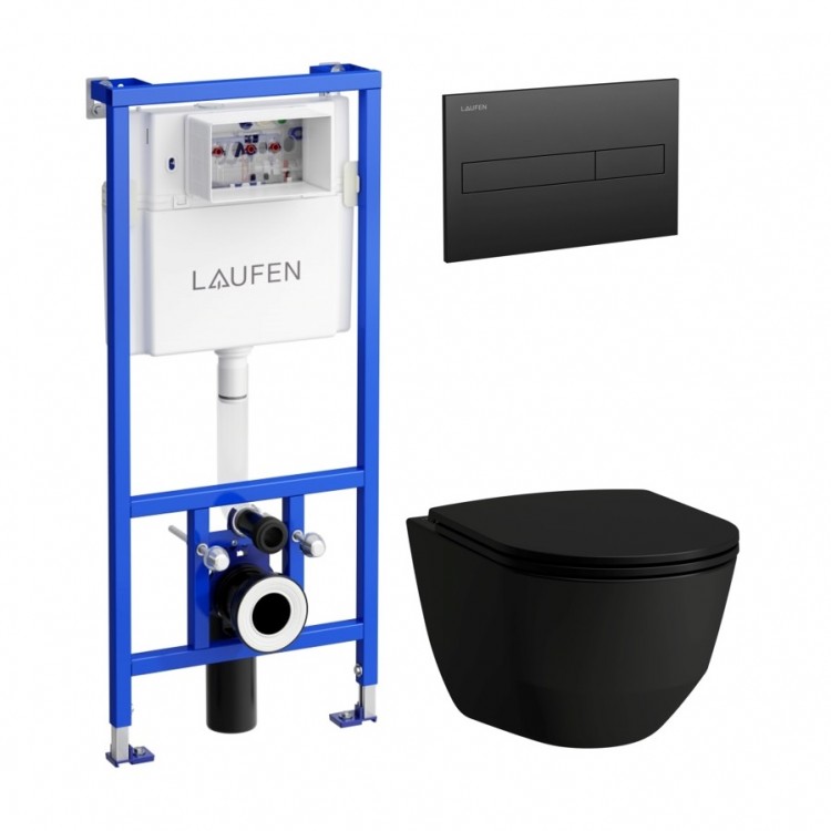 Komplekts Laufen Pro ar Slim SC vāku+ rāmis+ melna poga Komplekts Laufen Pro ar Slim SC vāku+ rāmis+ melna poga
