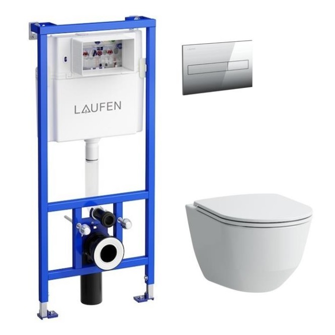 Komplekts Laufen Pro ar Slim SC vāku+ rāmis+ hromēta poga