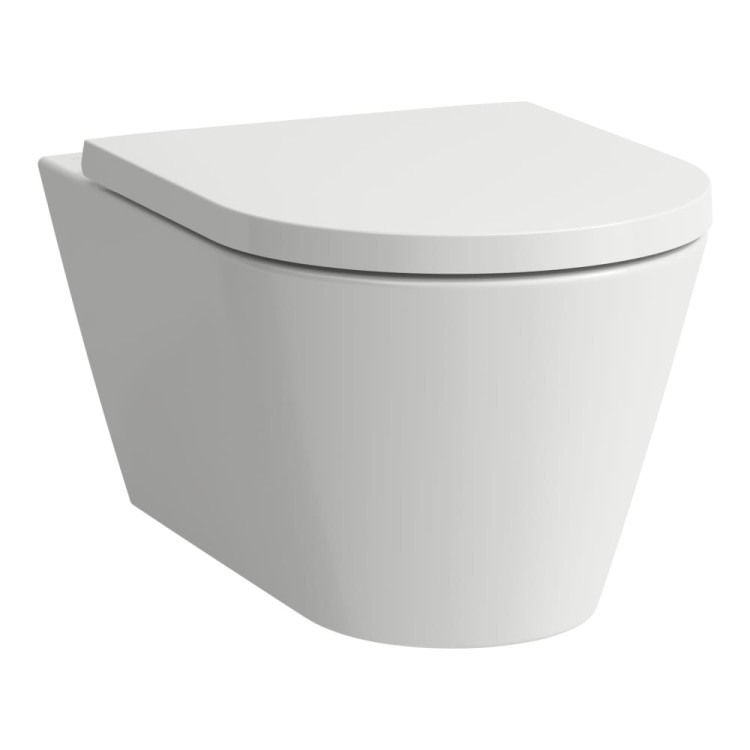 Tualetes pods piekaramais Laufen Kartell Rimless Silent Flush ar Soft Close vāku, balts