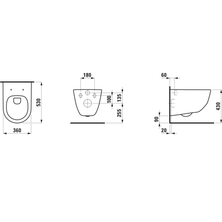 Tualetes pods piekaramais Laufen Kartell Rimless Silent Flush ar Soft Close vāku, balts