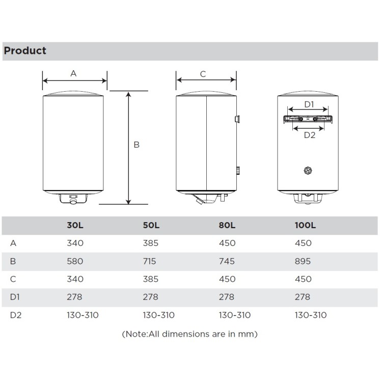 Elektriskais ūdens sildītājs (boileris) Midea Lume Uno WIFI 50 L