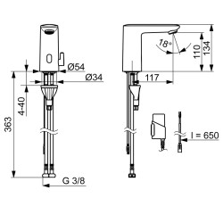 Izlietnes maisītājs Oras Electra Safety, 3V, Bluetooth, 9210FZ-33