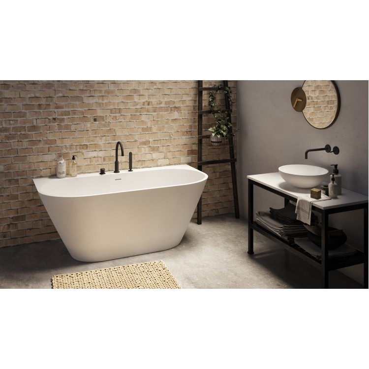Brīvi stāvoša vanna PAA DECO WALL 1600x810, silkstone, matte caffelatte