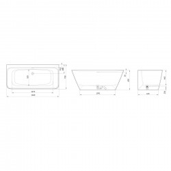 Brīvi stāvoša vanna PAA QUADRO WALL 1600x750,  VAQUAWA/00