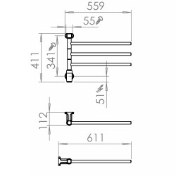 Elektriskais dvieļu žāvētājs PAX Flex I 3/550 30W, hroms