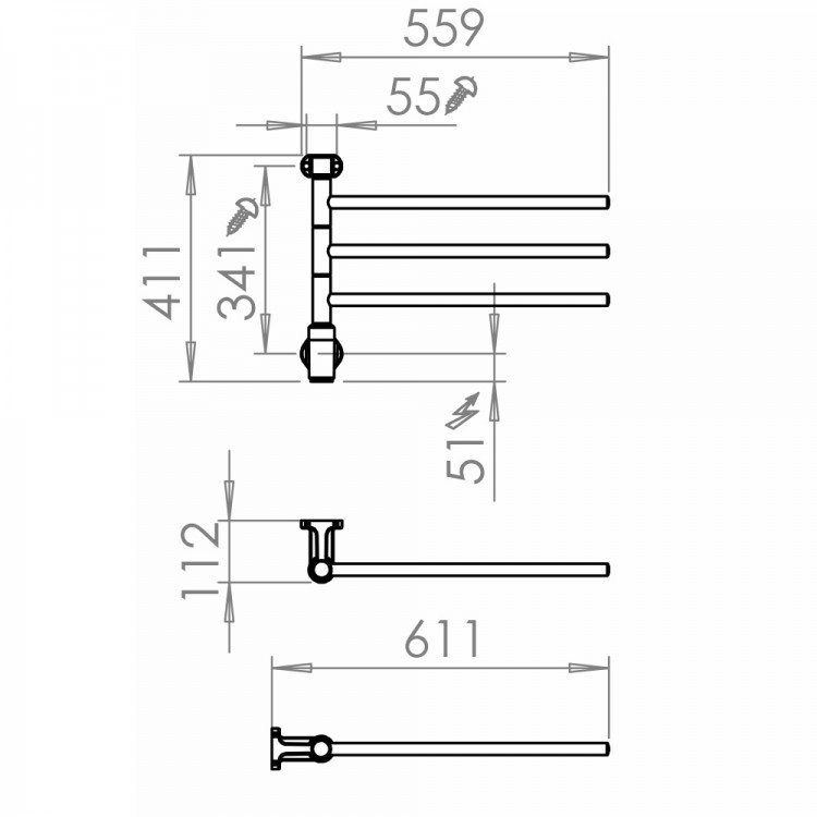 Elektriskais dvieļu žāvētājs PAX Flex I 3/550 Momento II 30W, melns Elektriskais dvieļu žāvētājs PAX Flex I 3/550 Momento II 30W, melns