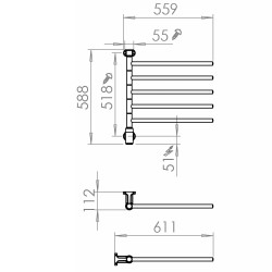 Elektriskais dvieļu žāvētājs PAX Flex I 5/550 50W, hroms