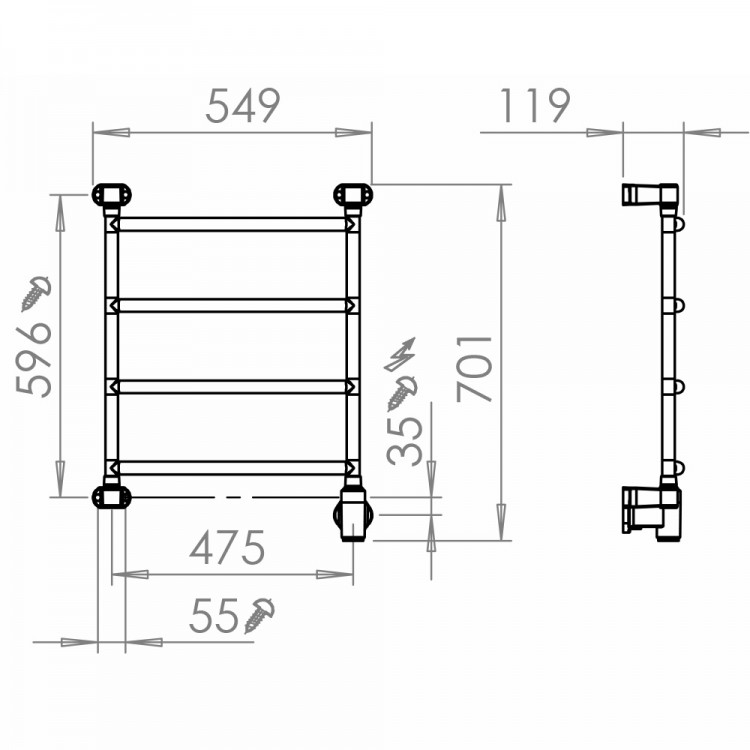 Elektriskais dvieļu žāvētājs PAX Blues-i narrow 4 Momento II 40W Elektriskais dvieļu žāvētājs PAX Blues-i narrow 4 Momento II 40W