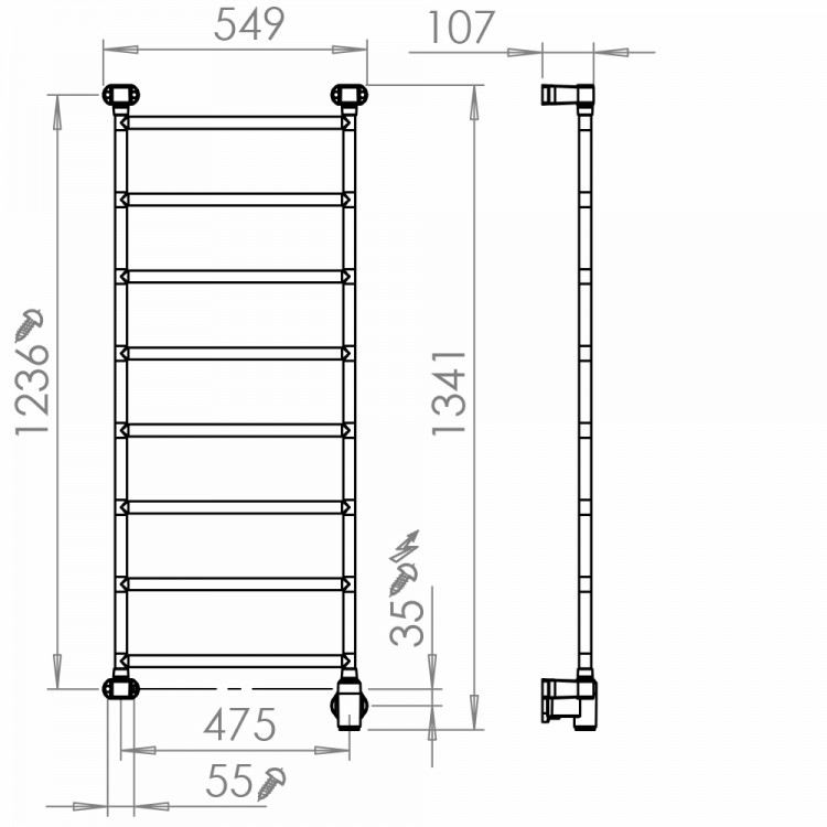 Elektriskais dvieļu žāvētājs PAX Jazz-i narrow 8 Momento II 85W