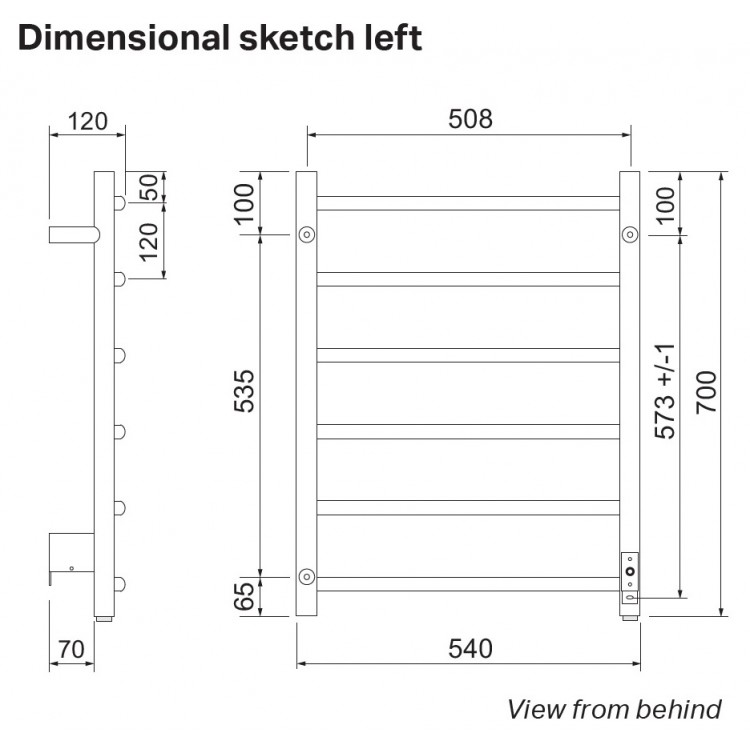 Elektriskais dvieļu žāvētājs PAX Salsa Timer 55W, melns matēts