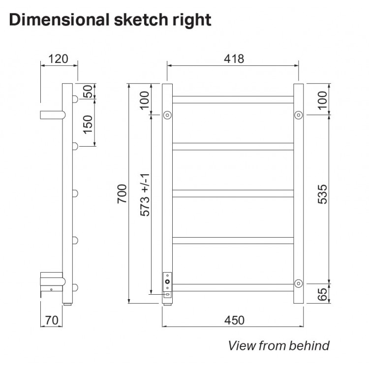 Elektriskais dvieļu žāvētājs PAX Samba Timer 40W, melns matēts