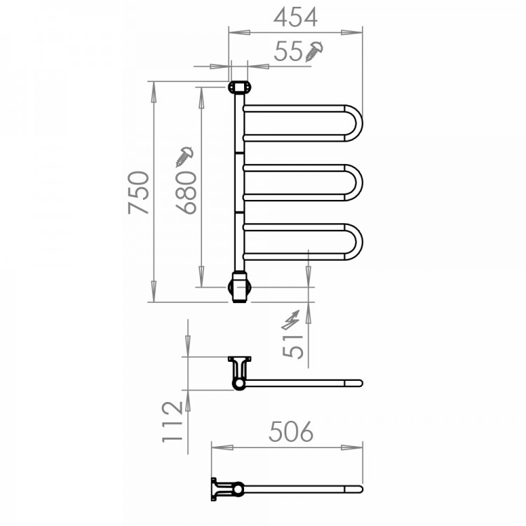 Elektriskais dvieļu žāvētājs PAX Flex U 3/450 Momento II 41W, hroms Elektriskais dvieļu žāvētājs PAX Flex U 3/450 Momento II 41W, hroms