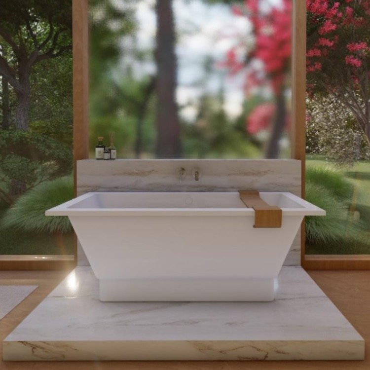 Taisnstūra vanna Polycer ONSEN 1600x755mm, balta