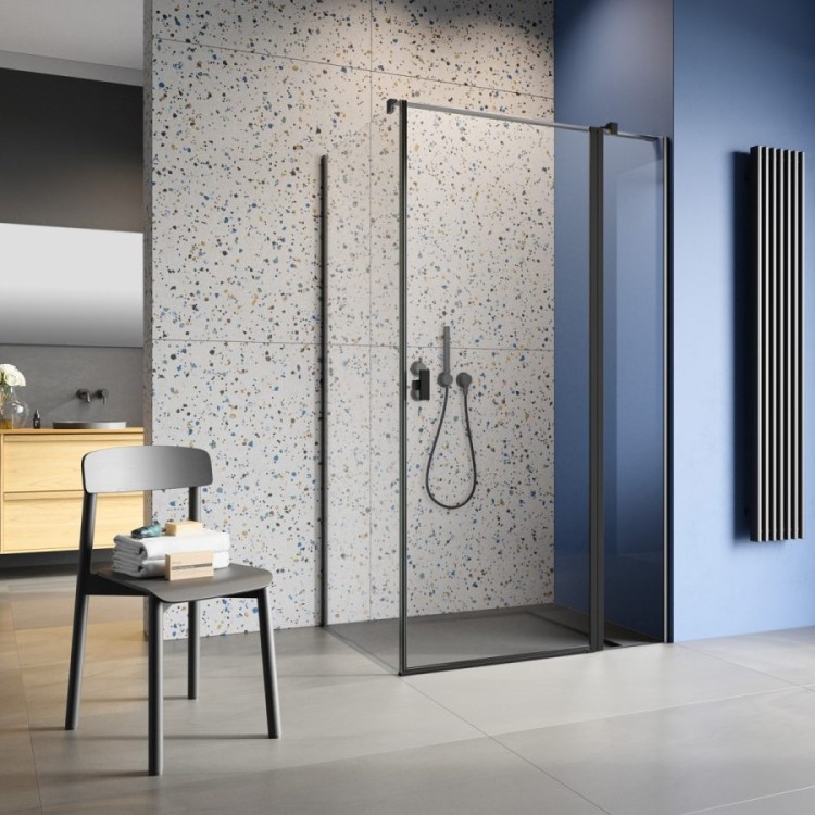 Dušas stūris taisnstūra Radaway NES Black KDJ II L + S1 80x70 cm