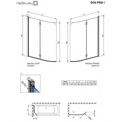 Vannas sieniņa Radaway Eos PND 130 cm