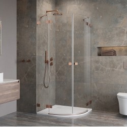 Dušas stūris pusapaļš Radaway Essenza Pro Brushed Copper PDD 100x100 cm