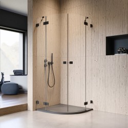 Dušas stūris pusapaļš Radaway Essenza Pro Black PDD 100x100 cm