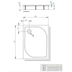 Dušas paliktnis taisnstūra Radaway DELOS D 100x75 R, balts