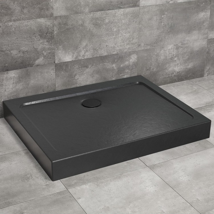 Dušas paliktnis taisnstūra Radaway DOROS D Compact 90x80cm, melns akmens