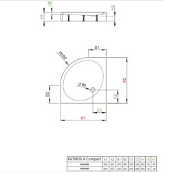 Dušas paliktnis pusapaļš Radaway Patmos A Compact 80x80 ,balts