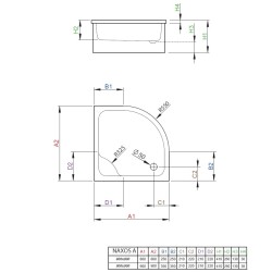 Dušas paliktnis dziļais Radaway NAXOS A 900x900, balts