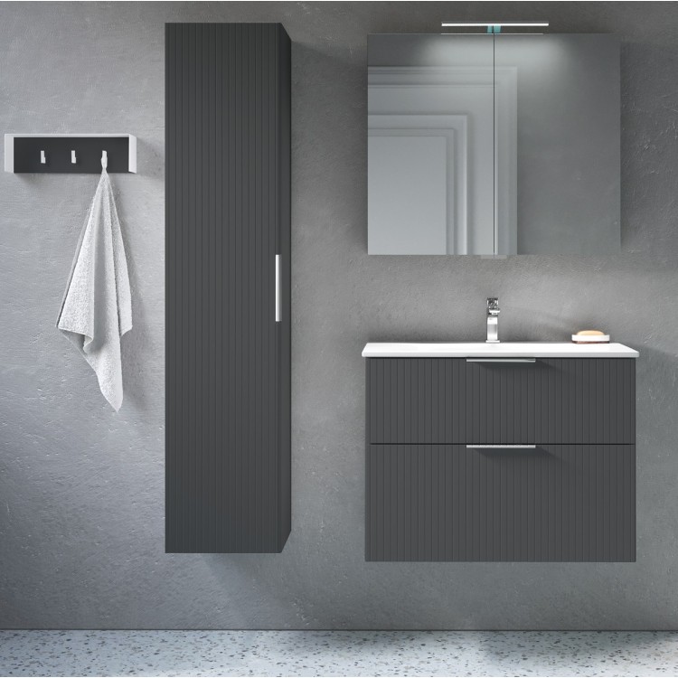 Vannas istabas mēbeļu komplekts RB G-LINE 80cm, grafīts matēts Vannas istabas mēbeļu komplekts RB G-LINE 80cm, grafīts matēts