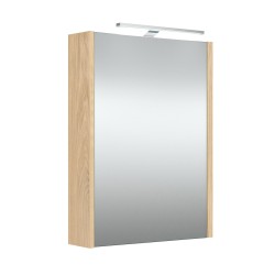 Vannas istabas skapītis ar spoguli un LED apgaismojumu Raguvos Baldai 48.2 cm, gaišs ozols