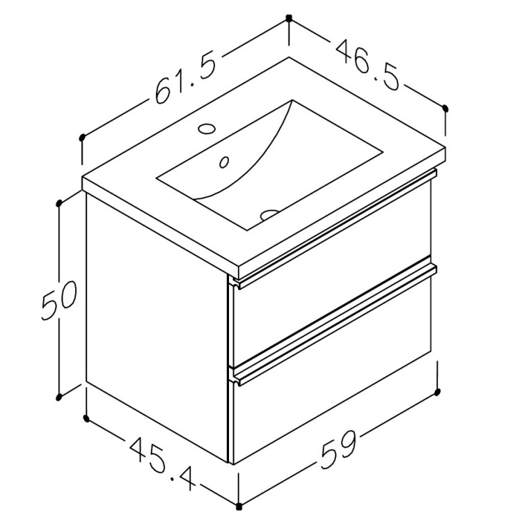 Vannas istabas skapītis ar izlietni RB ONLY 61 cm, gaišs ozols Vannas istabas skapītis ar izlietni RB ONLY 61 cm, gaišs ozols