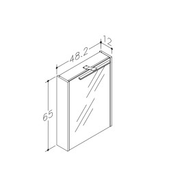Vannas istabas skapītis ar spoguli un LED apgaismojumu Raguvos Baldai 48.2 cm, 1402201