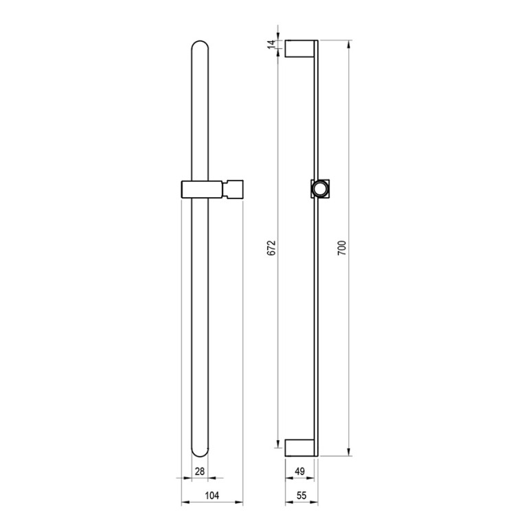 Dušas stienis RAVAK 700mm 977.20BLM, X07P1248