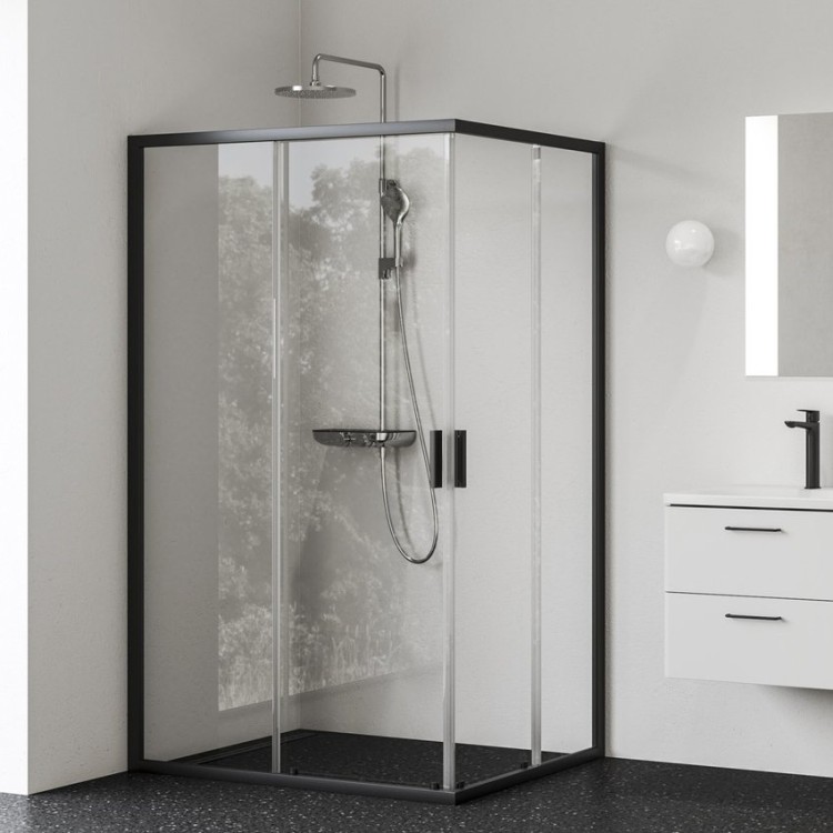 Dušas stūris taisnstūra RAVAK Blix II NBLRV2K 110x120cm, melns matēts