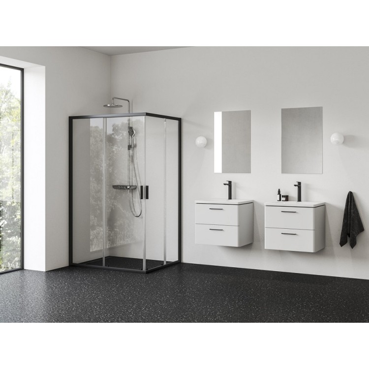 Dušas stūris taisnstūra RAVAK Blix II NBLRV2K 110x120cm, melns matēts