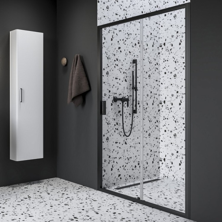Dušas durvis RAVAK Blix II NBLDP2 110cm, melns matēts