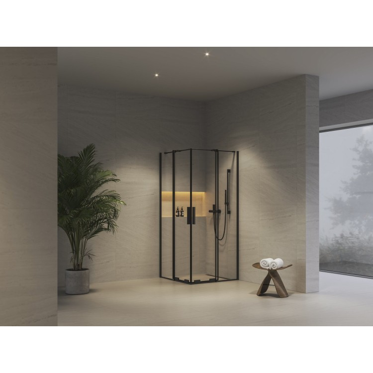 Dušas stūris taisnstūra Ravak Roll ROVR2-90 90x90cm, melns