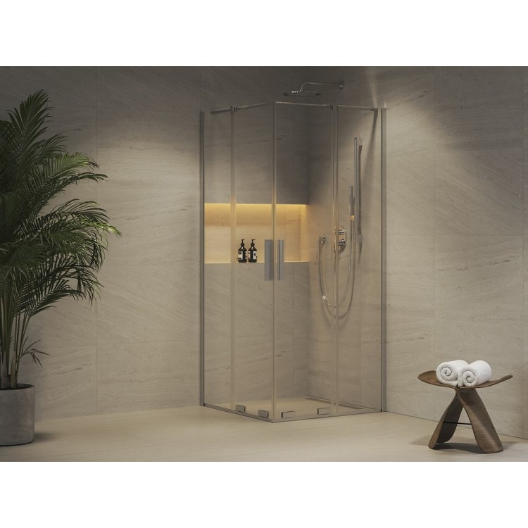 Dušas stūris taisnstūra Ravak Roll ROVR2-80 80x80cm, hroms