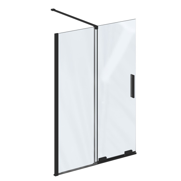 Vannas sieniņa ar bīdāmām durvīm Ravak Roll ROVS2-110, melns