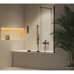 Vannas sieniņa ar bīdāmām durvīm Ravak Roll ROVS2-100, melns