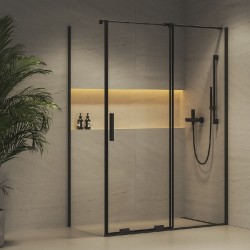 Dušas stūris taisnstūra Ravak Roll RODP2+ROPS 110x80cm, melns