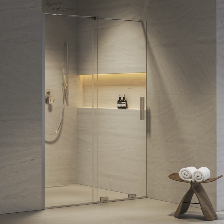 Dušas durvis RAVAK Roll RODP2-140 140cm, hroms/caurspīdīgs