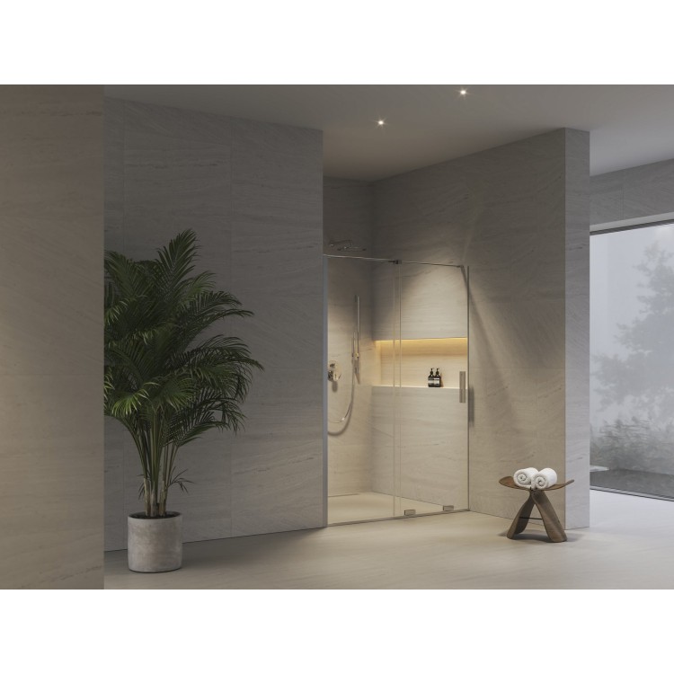 Dušas durvis RAVAK Roll RODP2-140 140cm, hroms/caurspīdīgs