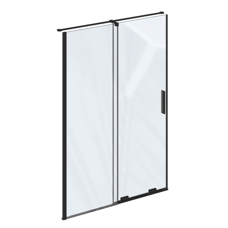 Dušas durvis RAVAK Roll RODP2-140 140cm, melns/caurspīdīgs