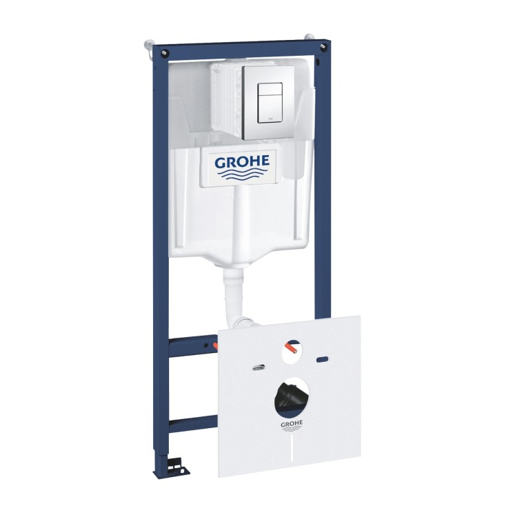 Komplekts Ravak Chrome AquaSpin + Grohe rāmis ar hromētu pogu 38827000