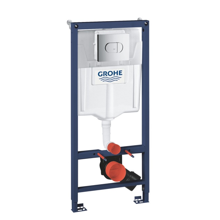 Komplekts Ravak Chrome AquaSpin + Grohe rāmis ar hromētu pogu 39501000