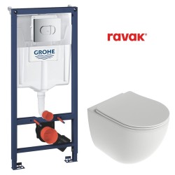 Komplekts Ravak Chrome AquaSpin + Grohe rāmis ar hromētu pogu 39501000