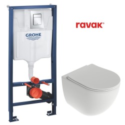 Komplekts Ravak Chrome AquaSpin + Grohe rāmis ar hromētu pogu 39501000