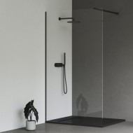 Dušas siena RAVAK Walk In Wall 100x200cm komplekts, melns matēts