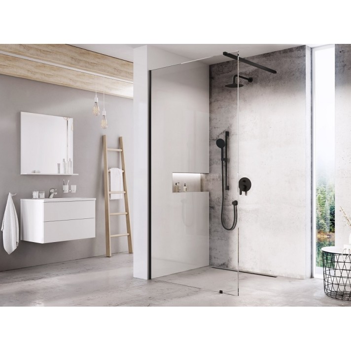 Dušas siena RAVAK Walk In Wall 60x200cm komplekts, melns matēts
