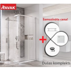 Dušas stūra komplekts kvadrātveida RAVAK BLSRV2 80x80 cm ar paliktni, spīdīgs